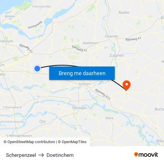 Scherpenzeel to Doetinchem map