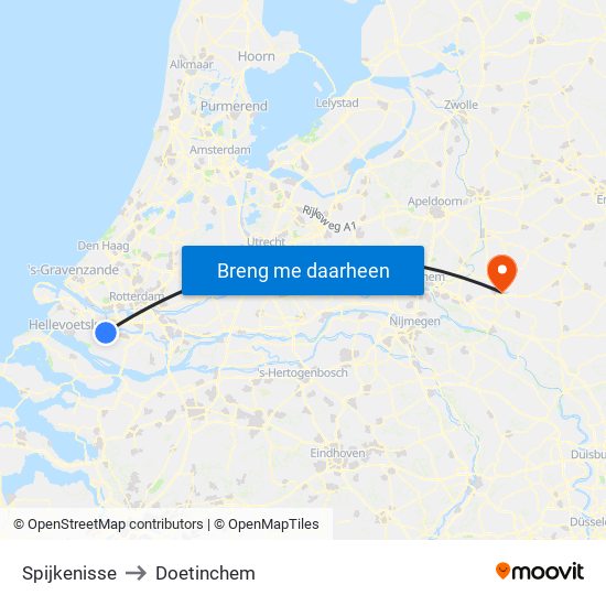 Spijkenisse to Doetinchem map