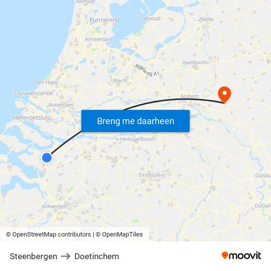 Steenbergen to Doetinchem map