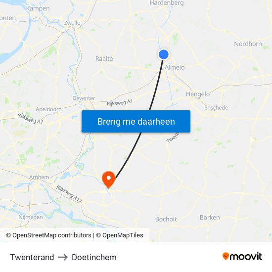 Twenterand to Doetinchem map