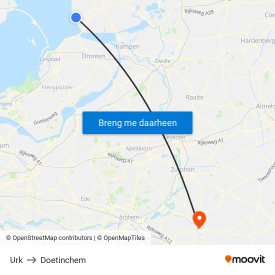Urk to Doetinchem map