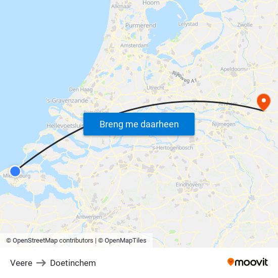 Veere to Doetinchem map