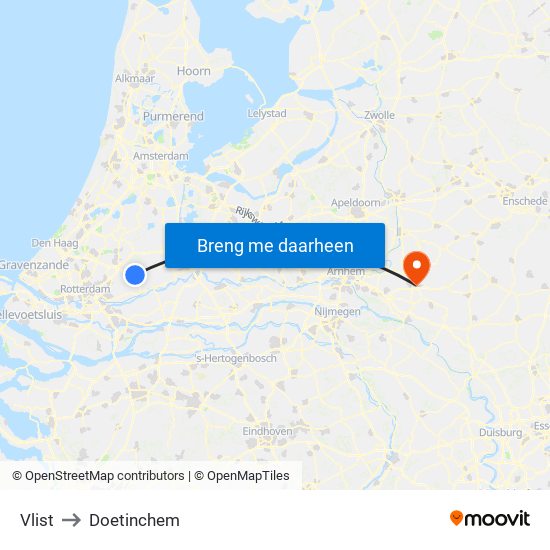 Vlist to Doetinchem map