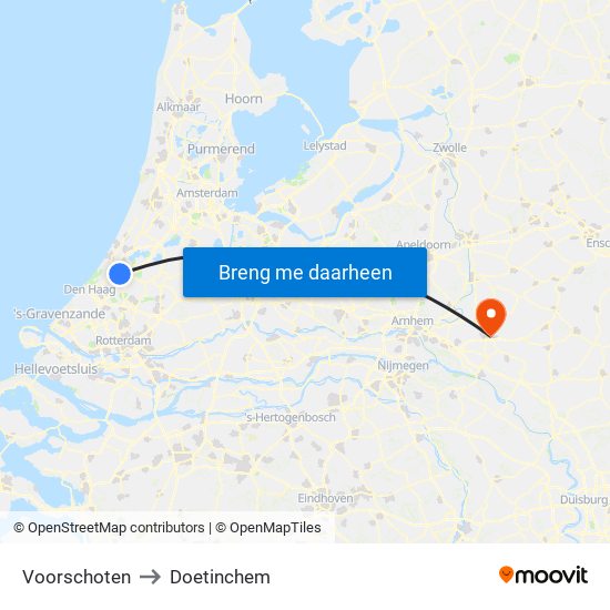Voorschoten to Doetinchem map