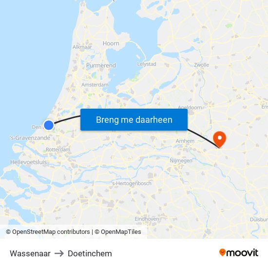 Wassenaar to Doetinchem map