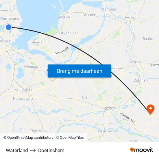 Waterland to Doetinchem map