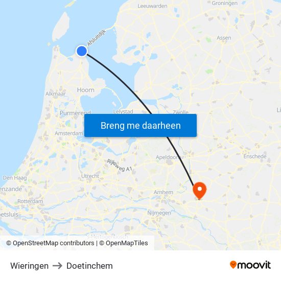 Wieringen to Doetinchem map