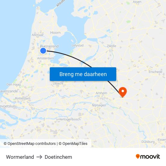 Wormerland to Doetinchem map