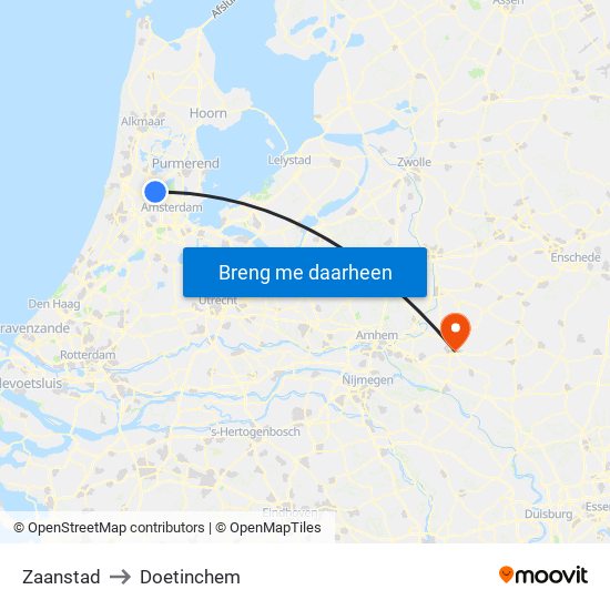 Zaanstad to Doetinchem map