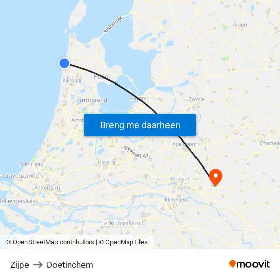 Zijpe to Doetinchem map