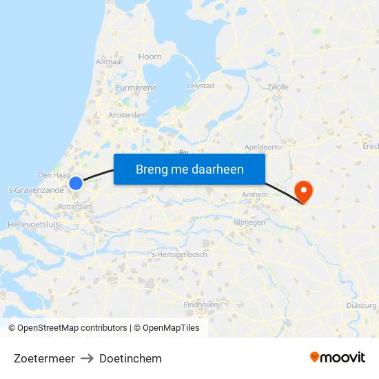 Zoetermeer to Doetinchem map