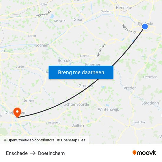 Enschede to Doetinchem map