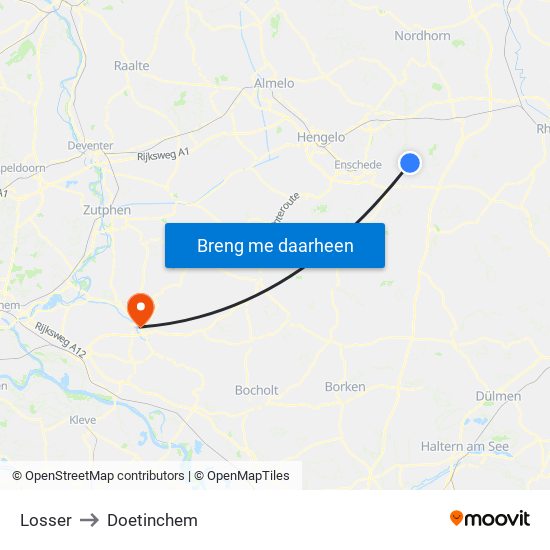 Losser to Doetinchem map
