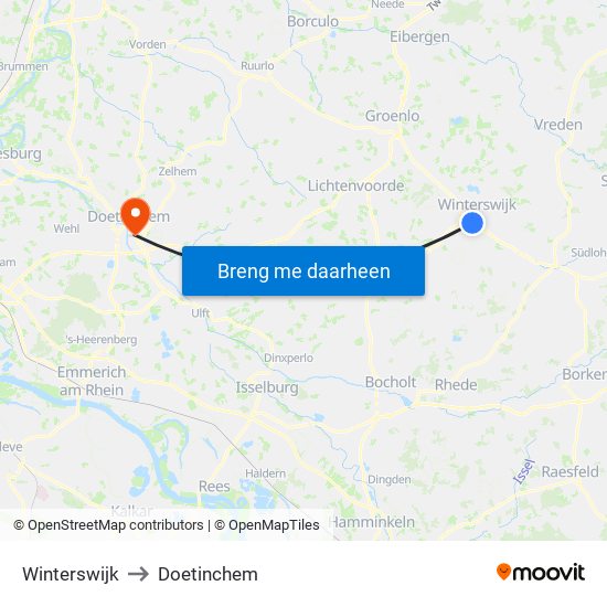 Winterswijk to Doetinchem map