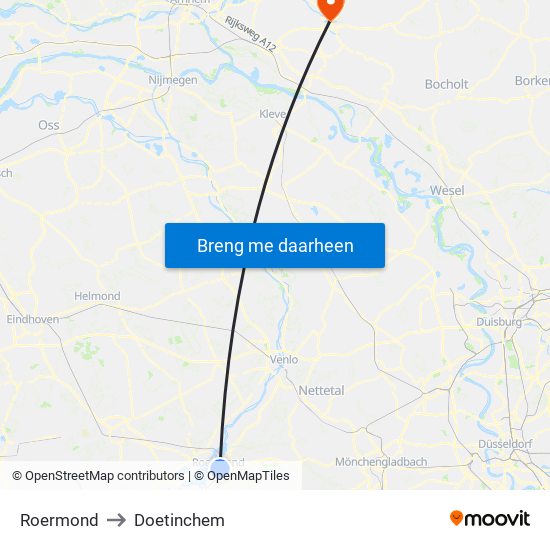 Roermond to Doetinchem map