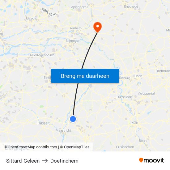 Sittard-Geleen to Doetinchem map