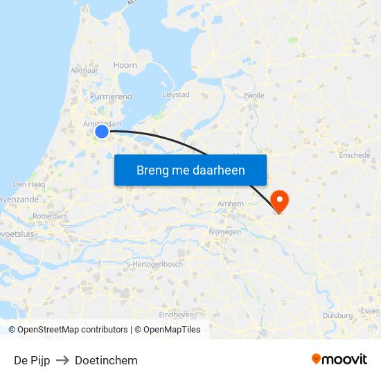 De Pijp to Doetinchem map