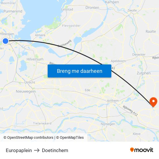 Europaplein to Doetinchem map