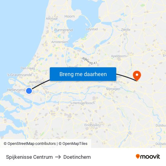 Spijkenisse Centrum to Doetinchem map