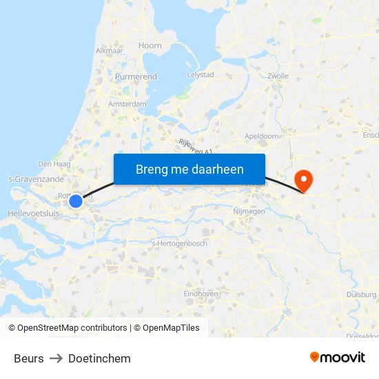 Beurs to Doetinchem map