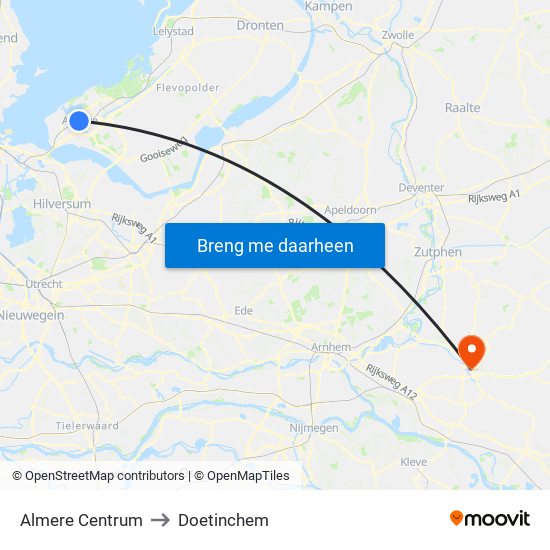 Almere Centrum to Doetinchem map
