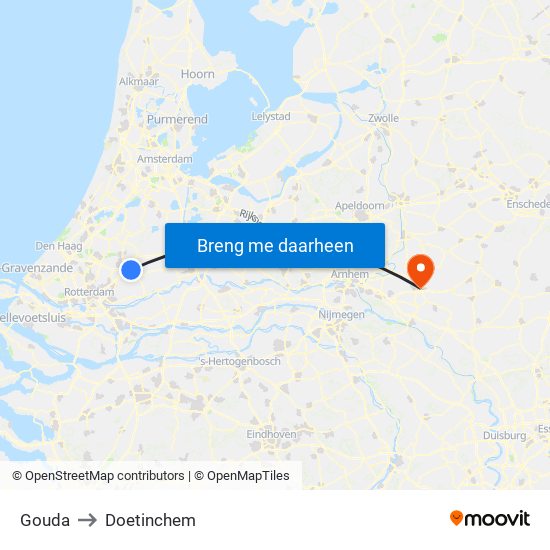Gouda to Doetinchem map