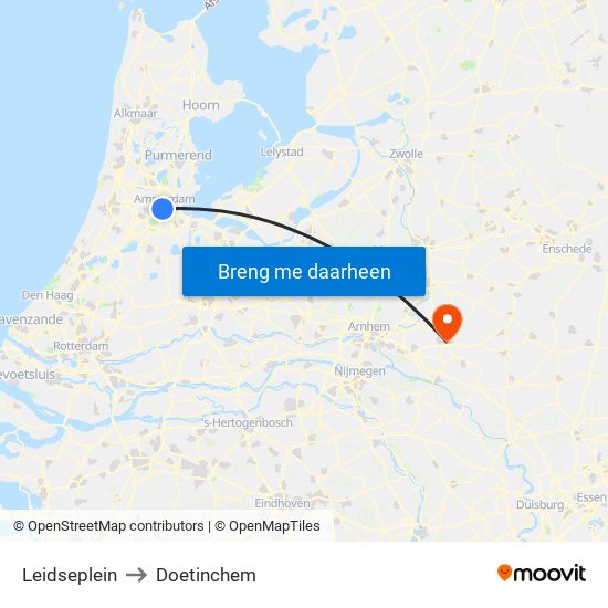 Leidseplein to Doetinchem map