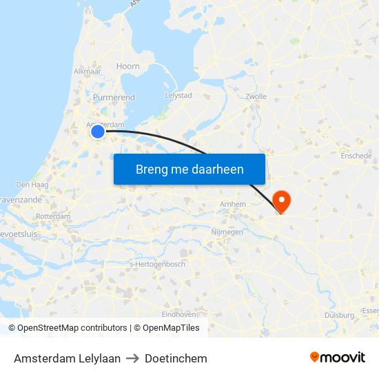 Amsterdam Lelylaan to Doetinchem map