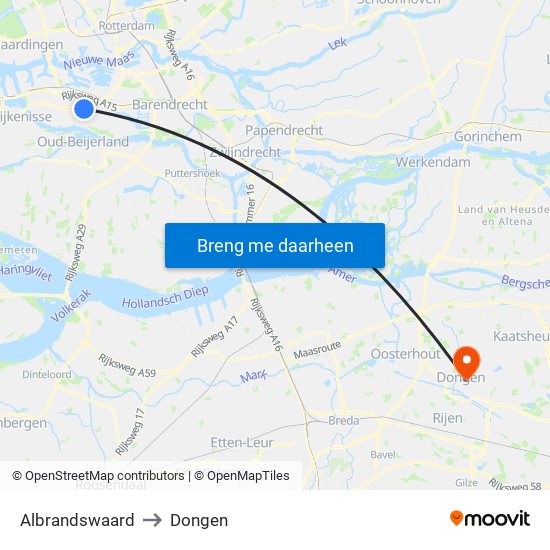 Albrandswaard to Dongen map