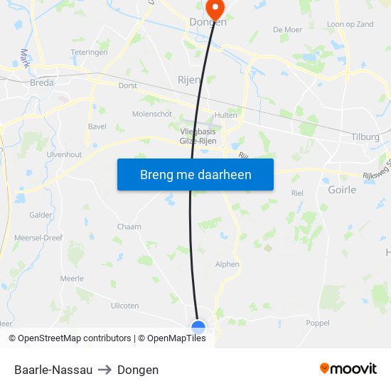 Baarle-Nassau to Dongen map