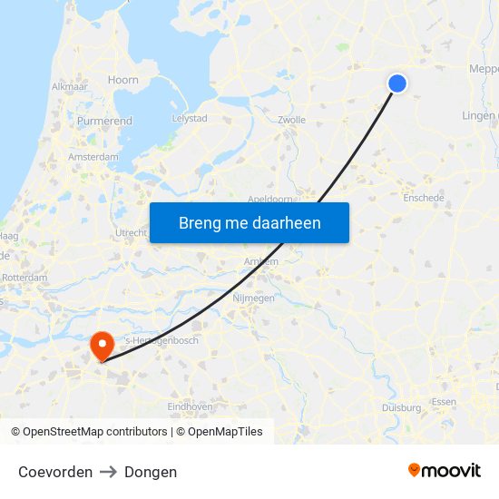 Coevorden to Dongen map