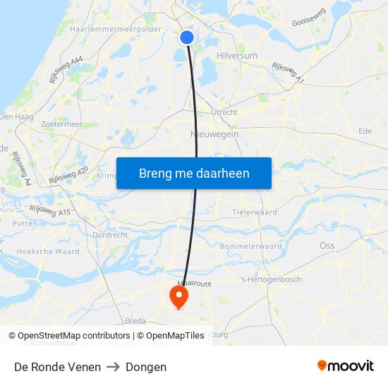 De Ronde Venen to Dongen map