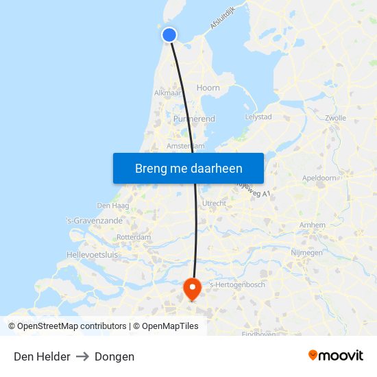Den Helder to Dongen map