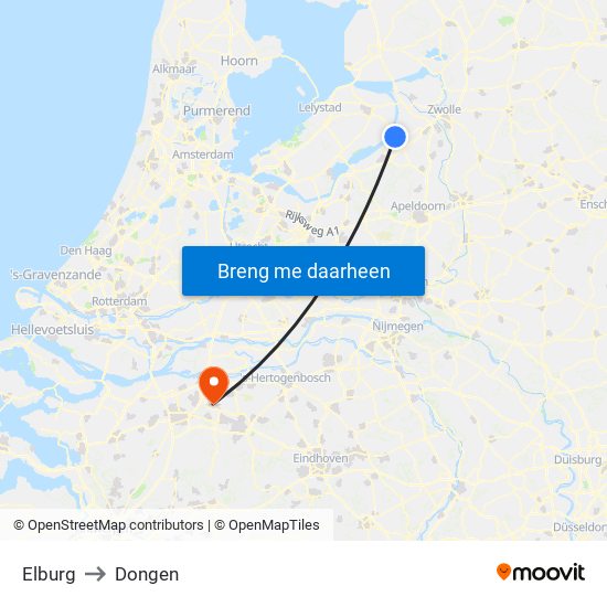 Elburg to Dongen map