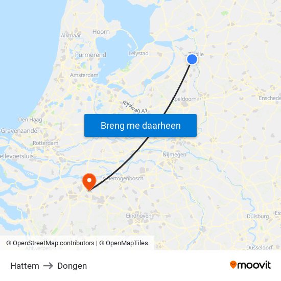 Hattem to Dongen map