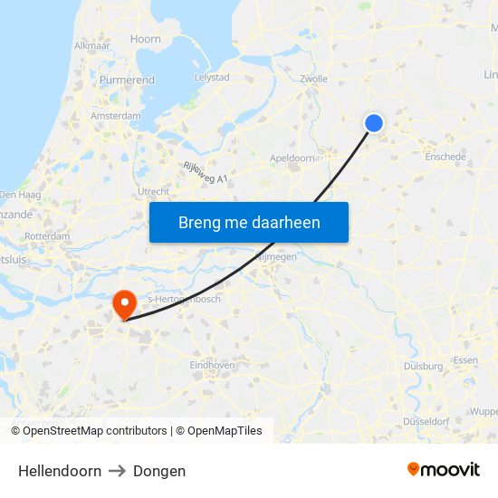 Hellendoorn to Dongen map