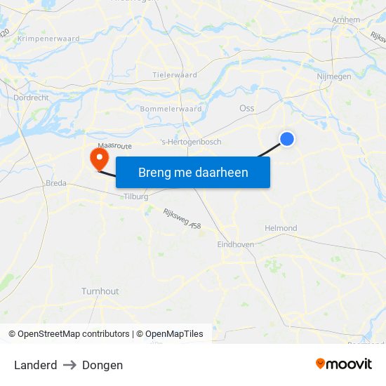Landerd to Dongen map
