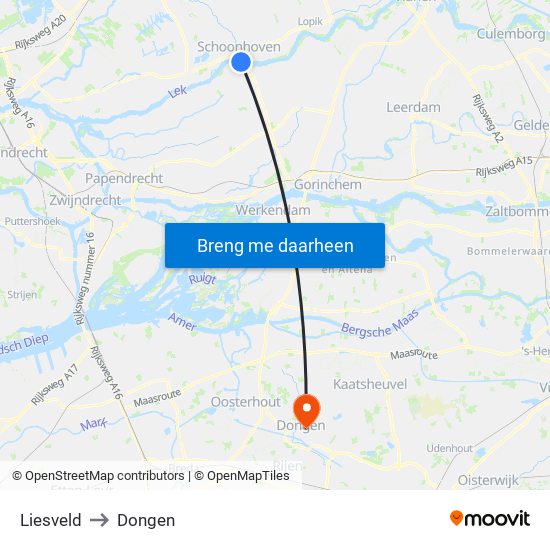 Liesveld to Dongen map