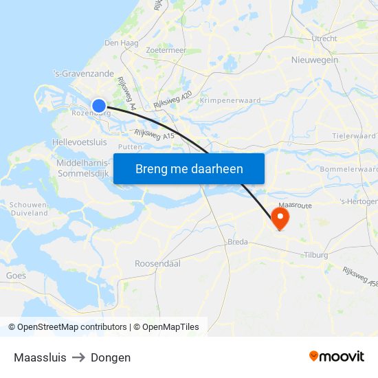 Maassluis to Dongen map