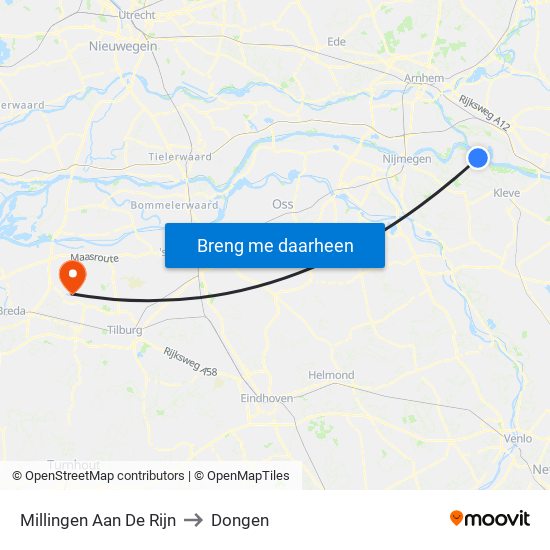 Millingen Aan De Rijn to Dongen map