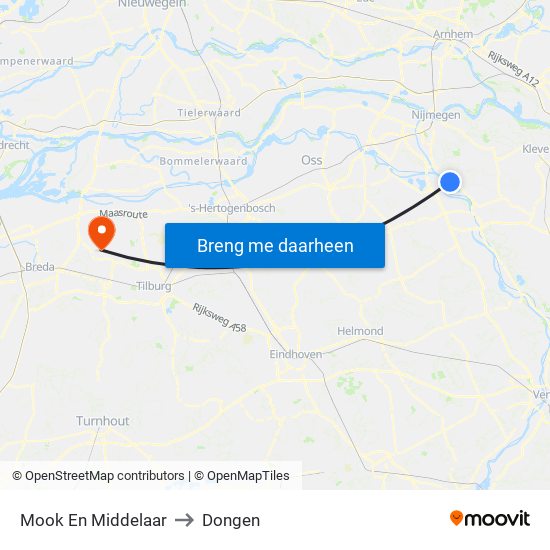 Mook En Middelaar to Dongen map