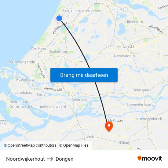 Noordwijkerhout to Dongen map