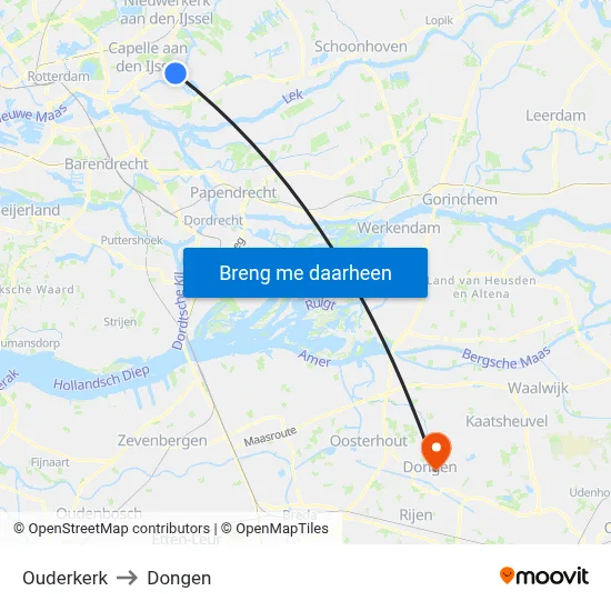 Ouderkerk to Dongen map