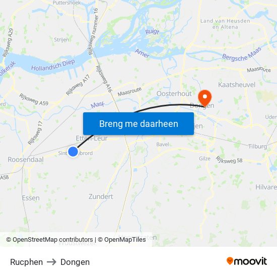Rucphen to Dongen map