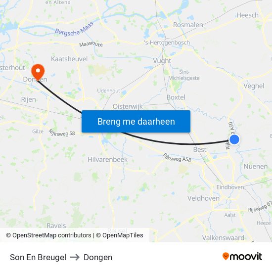 Son En Breugel to Dongen map