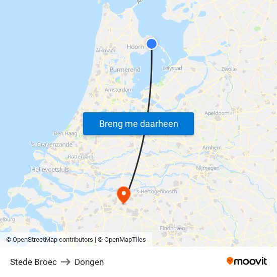 Stede Broec to Dongen map