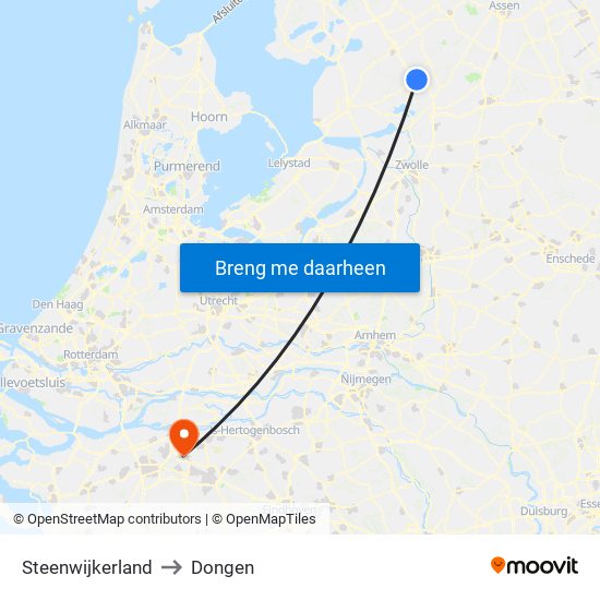 Steenwijkerland to Dongen map