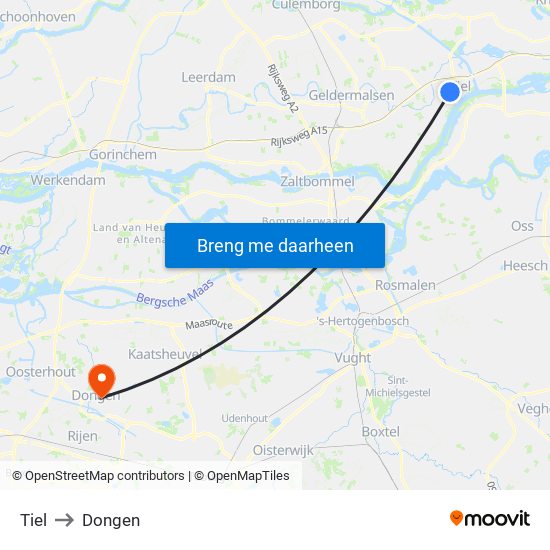 Tiel to Dongen map