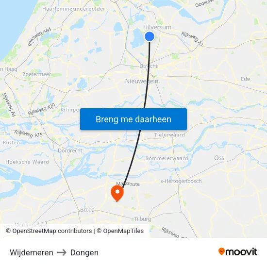 Wijdemeren to Dongen map