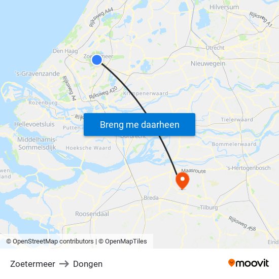 Zoetermeer to Dongen map